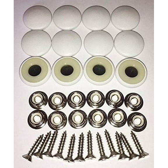 Set of 12 Dura Snap Upholstery Buttons #36 Bright White Vinyl