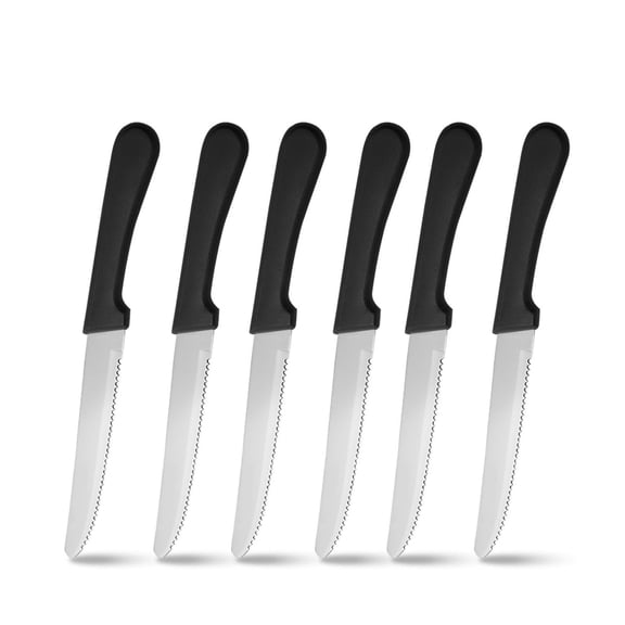 Set of 12 Durable Steak Knives Round Tip Knife with Plastic Handle Reusable Stainless Steel Dinner Knives for Home Restaurant