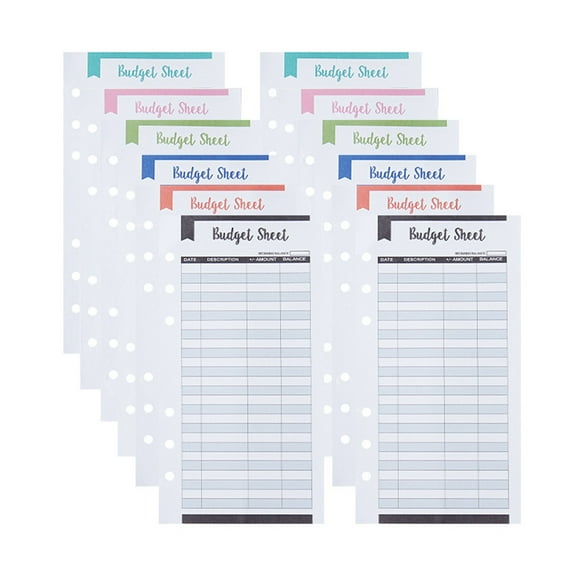 Set of 12 Expense Tracker Budget Sheets 8.7x17cm Money Trackers Multicolored