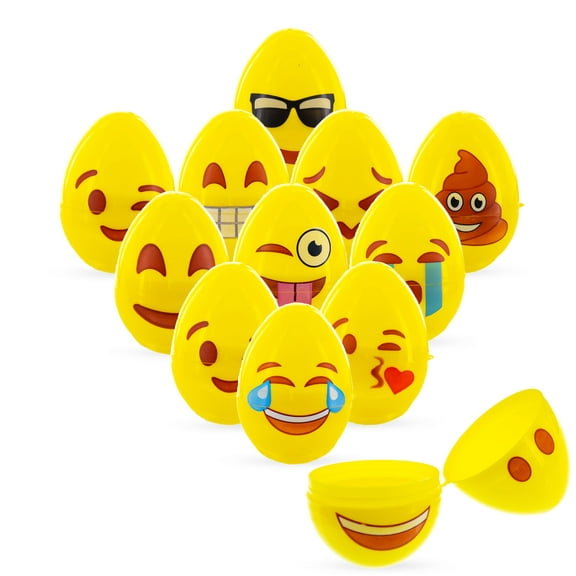 Set of 12 Facial Expressions Plastic Easter Eggs 2.25 Inches