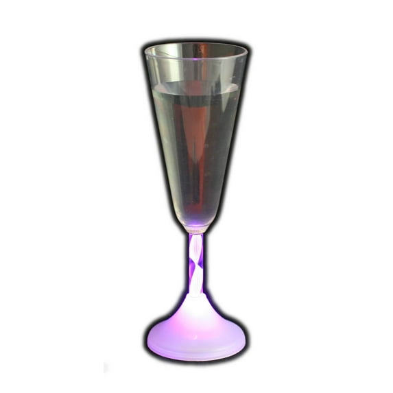Set of 12 Flashing Panda 6 oz LED Light Up Flashing Multi-Color Champagne Glasses / Flutes