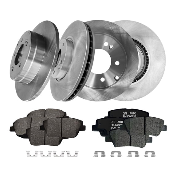 Set of 12 Front 300mm-Rear 284mm Brake Disc Rotors-Front 8595-D1444 Rear Ceramic Brake Pad Kit For 2011-2015 KIA Optima