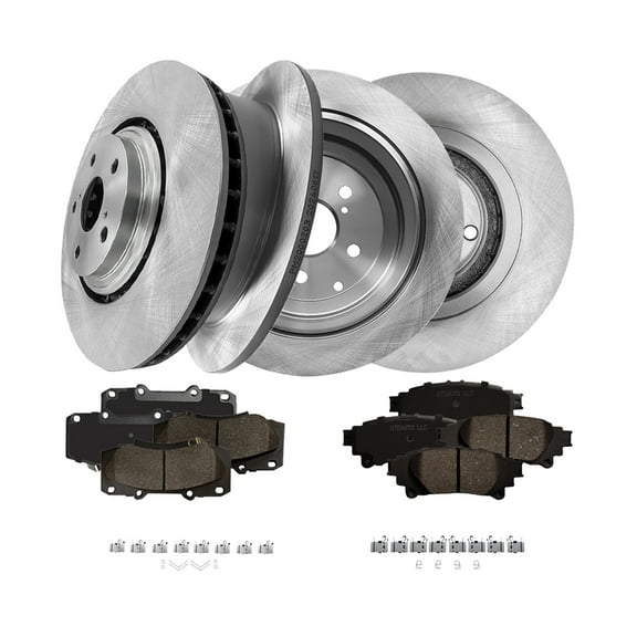 Set of 12 Front 328mm-Rear 309mm Brake Disc Rotors-Ceramic Brake Pad Kit For 2014-2019 Toyota Highlander