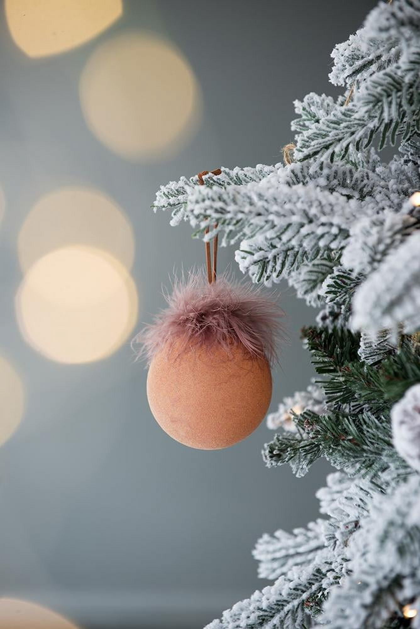 Set of 12 Glass Christmas Ball Ornaments with Flocking and Feather Design by Riccardo Tree Decor