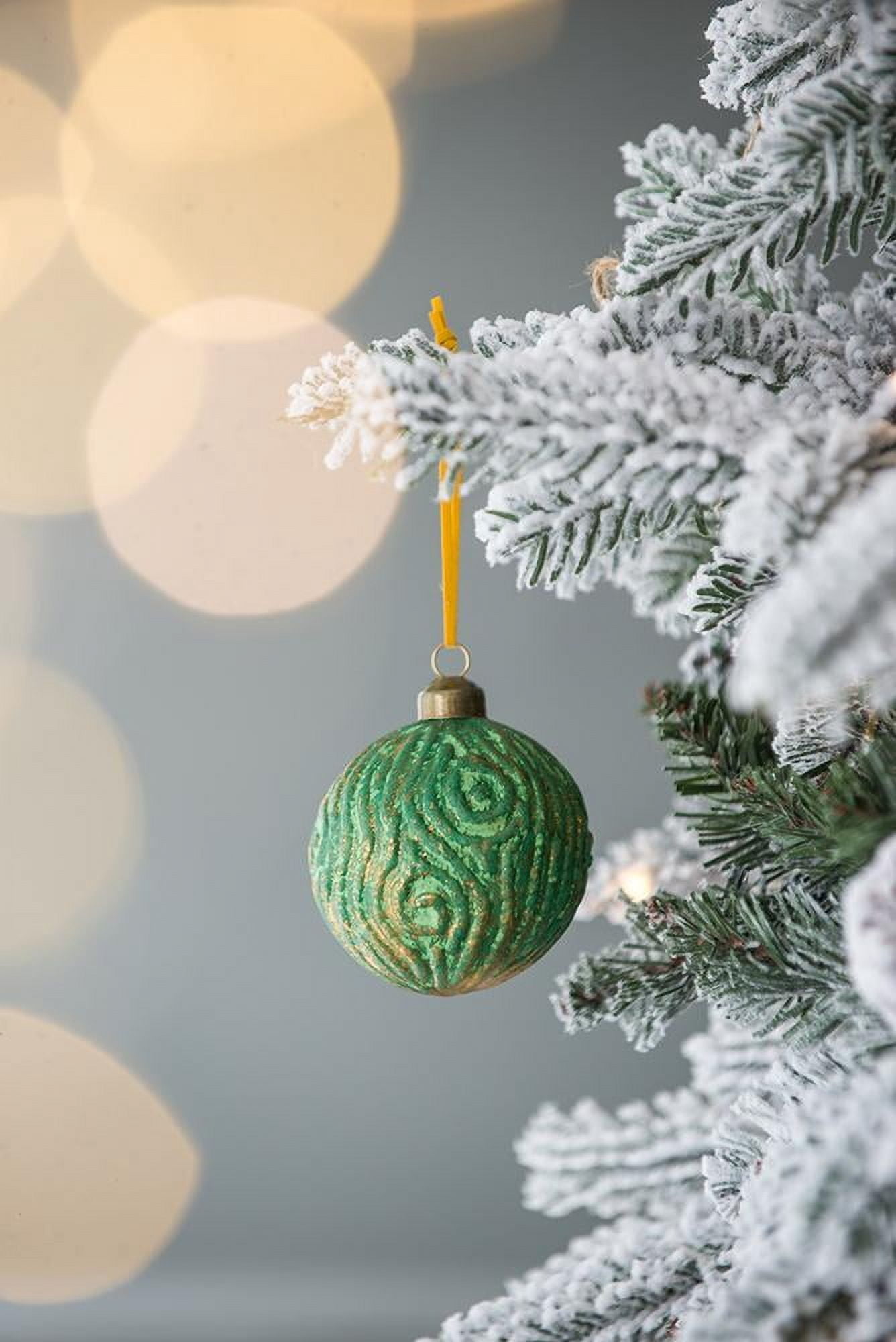 Set of 12 Glass Christmas Ball Ornaments with Glitter and Painting Design by Riccardo Tree Decor