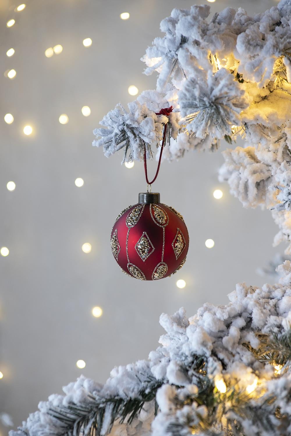Set of 12 Glass Christmas Ball Ornaments with Glitter and Painting Design by Riccardo Tree Decor
