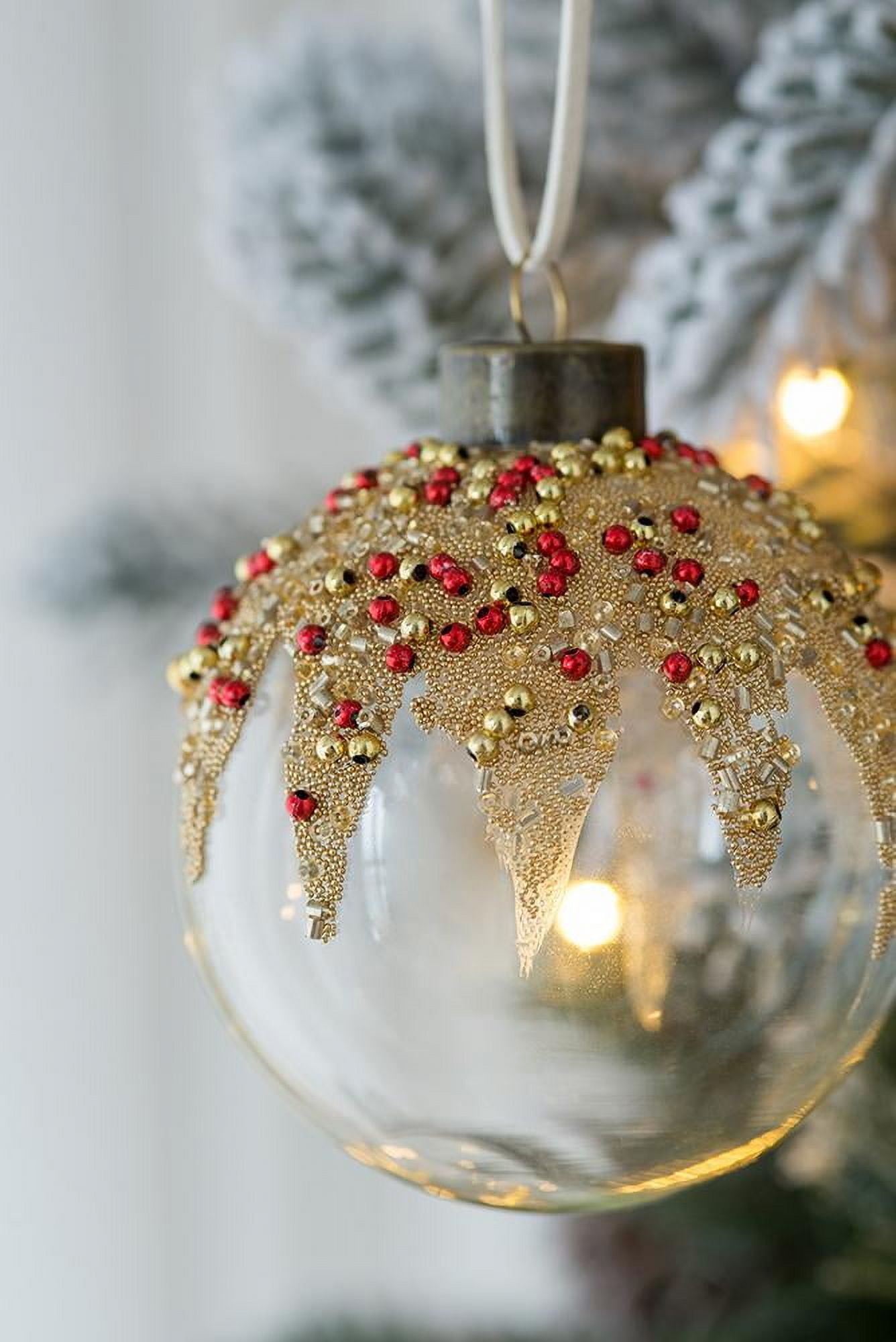 Set of 12 Glass Christmas Ball Ornaments with Glitter and Painting Design by Riccardo Tree Decor
