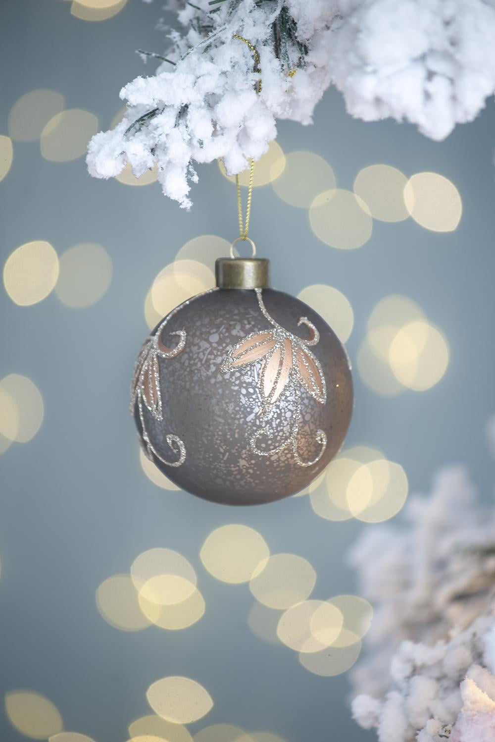 Set of 12 Glass Christmas Ball Ornaments with Glitter and Painting Design by Riccardo Tree Decor