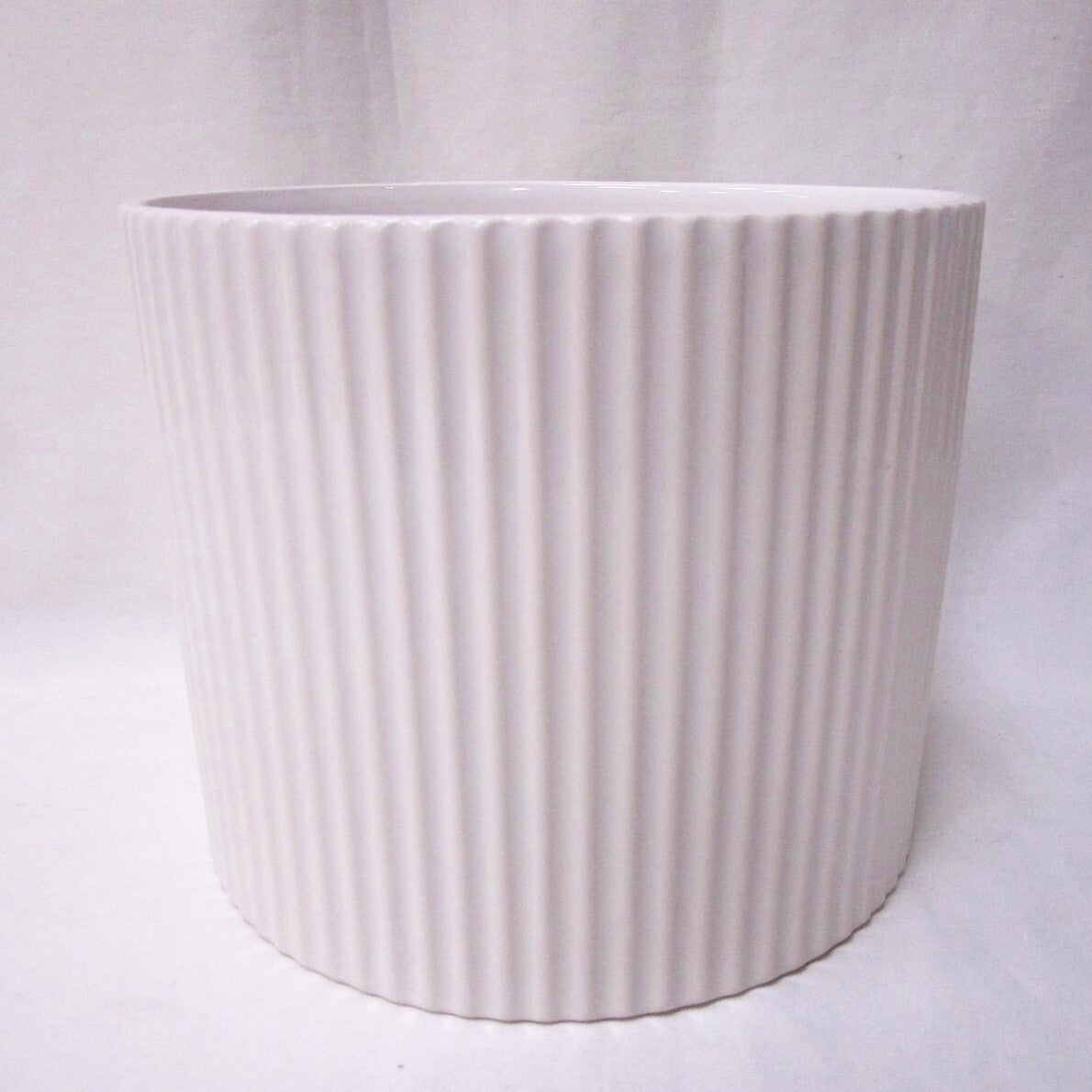 Set of 12 Glazed White Ribbed Cylinder Planter - Walmart.com