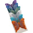 thumbnail image 1 of Set of 12 Glitter Monarch Feather Butterfly Floral Picks (Rainbow Mix Silver), 1 of 1