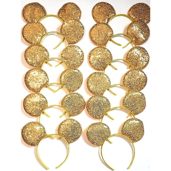 Set of 12 Gold sparkle Minnie Ears, beauty belle  princess school color headband, Gold DIY ears headband, cheerleader dance Theme Party,