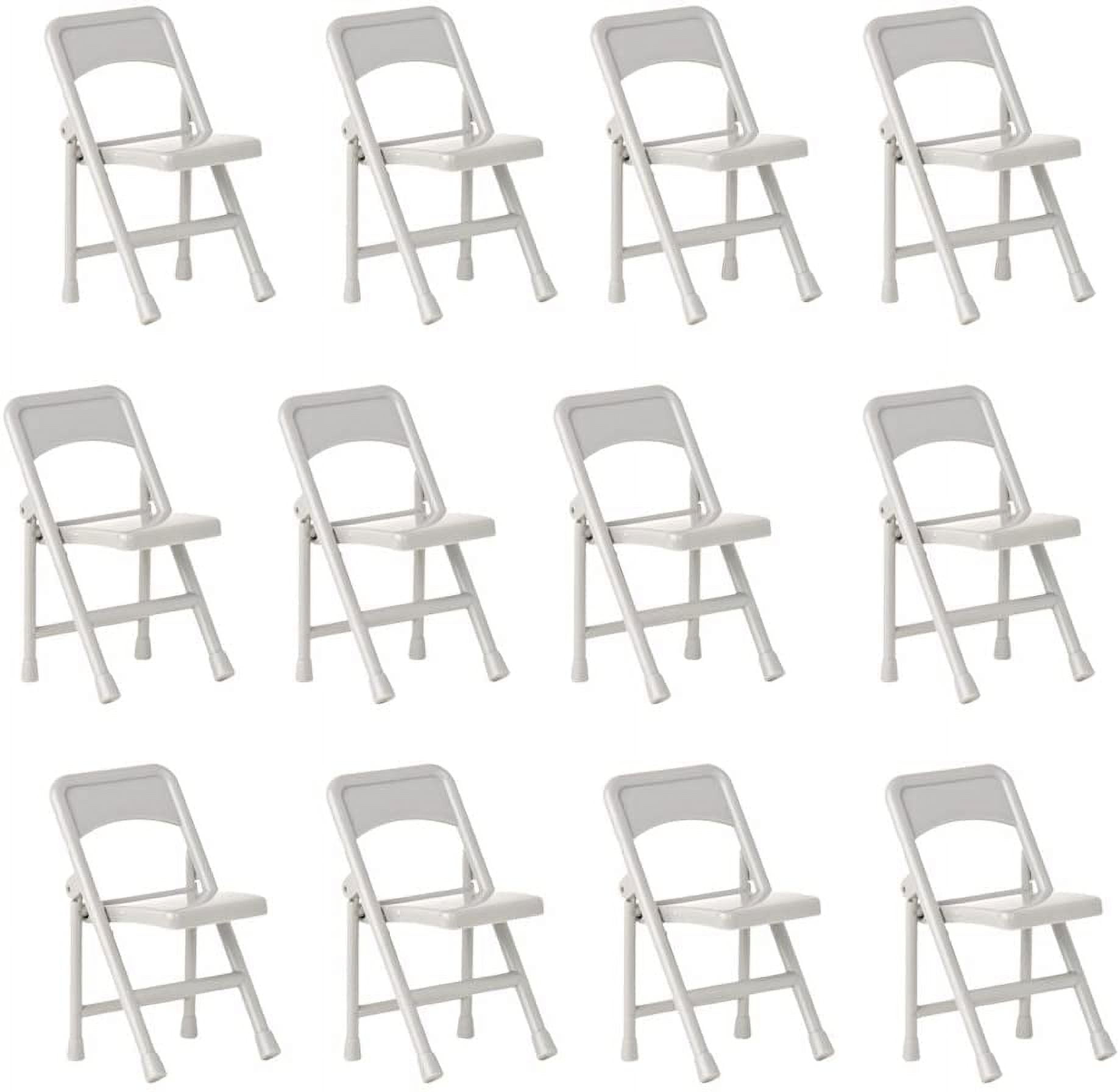 Set of 12 Gray Plastic Toy Folding Chairs for WWE Wrestling Action