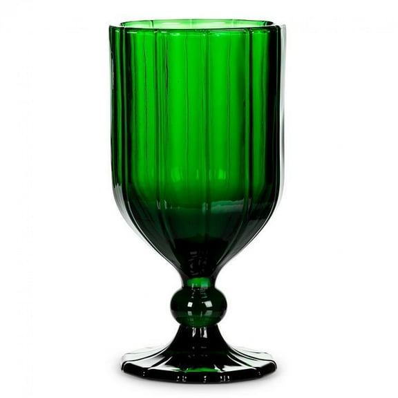Set of 12 Green Panel Goblet Glass