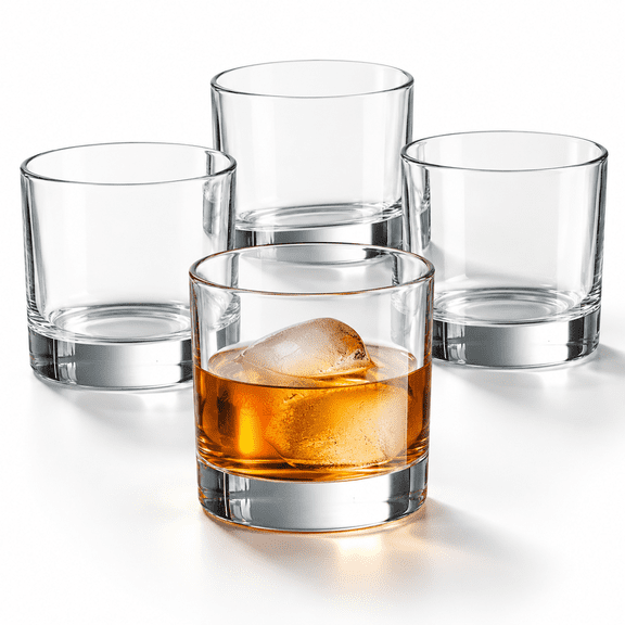 Set of 12 Heavy Base Old Fashioned Drinking Glasses, 10oz, Dishwasher Safe, Lead and