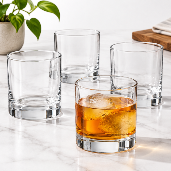 Set of 12 Heavy Base Old Fashioned Drinking Glasses, 10oz, Dishwasher Safe, Lead and