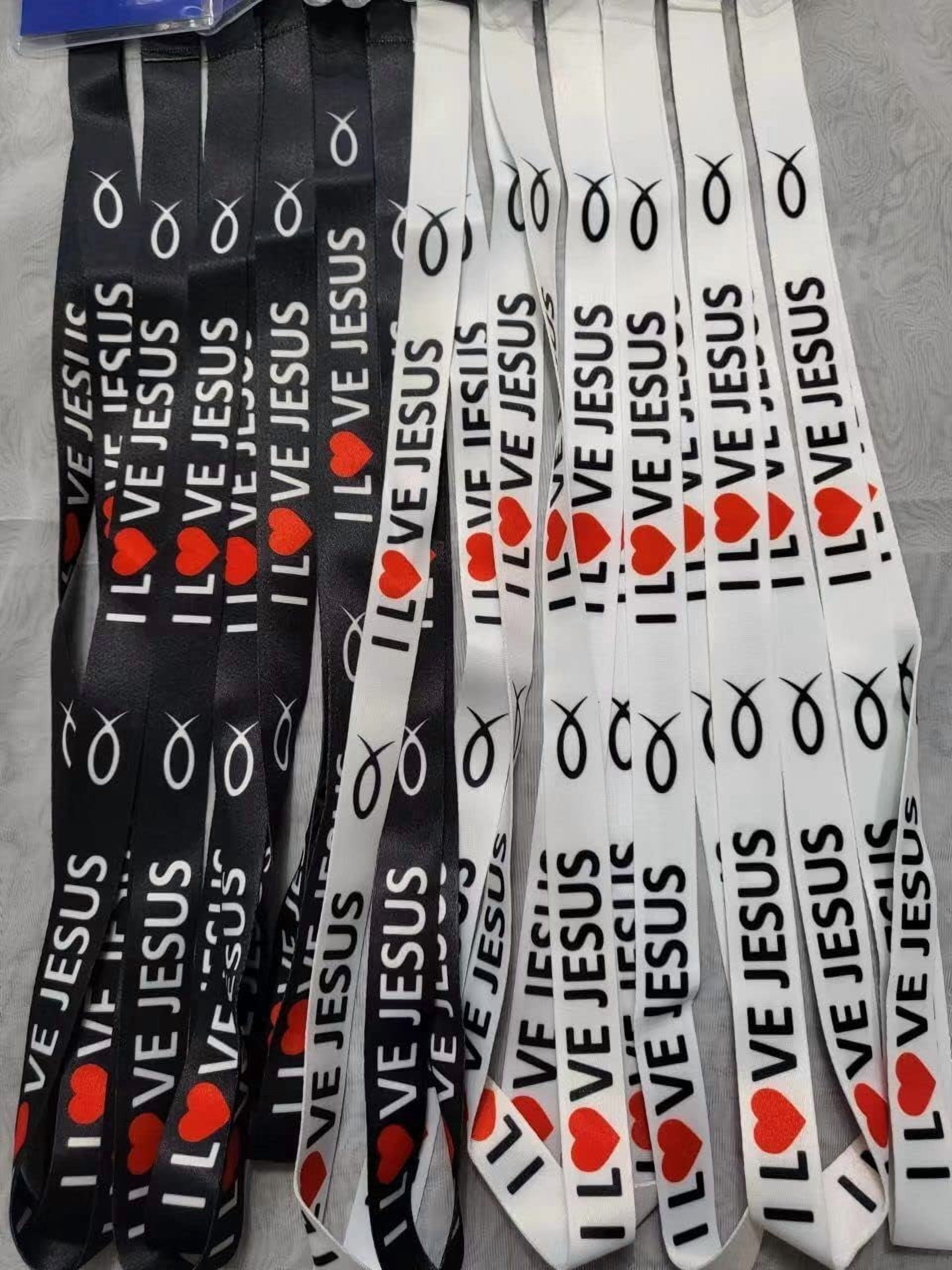 Set of 12 I Love Jesus School Office ID Lanyard Key Chain/Baptism Gift/Church Gift/Party Favor/Religious Gift