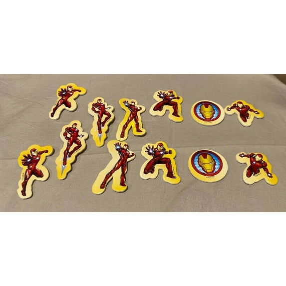 Set of 12 Iron Man Cake Cupcake Toppers Decoration 6 Designs Marvel NEW