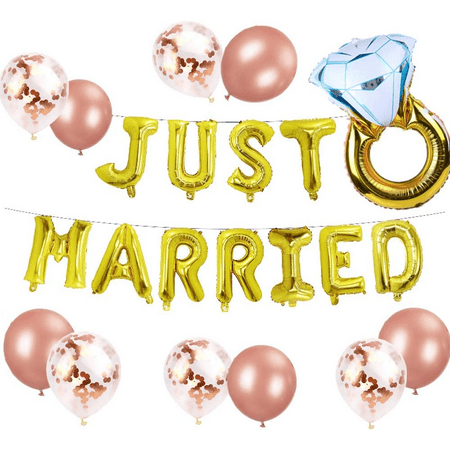 Set of 12 Just Married Balloons Just Married Banner Bridal Shower Party Balloons Bridal Shower Party Decoration Wedding Party Decoration