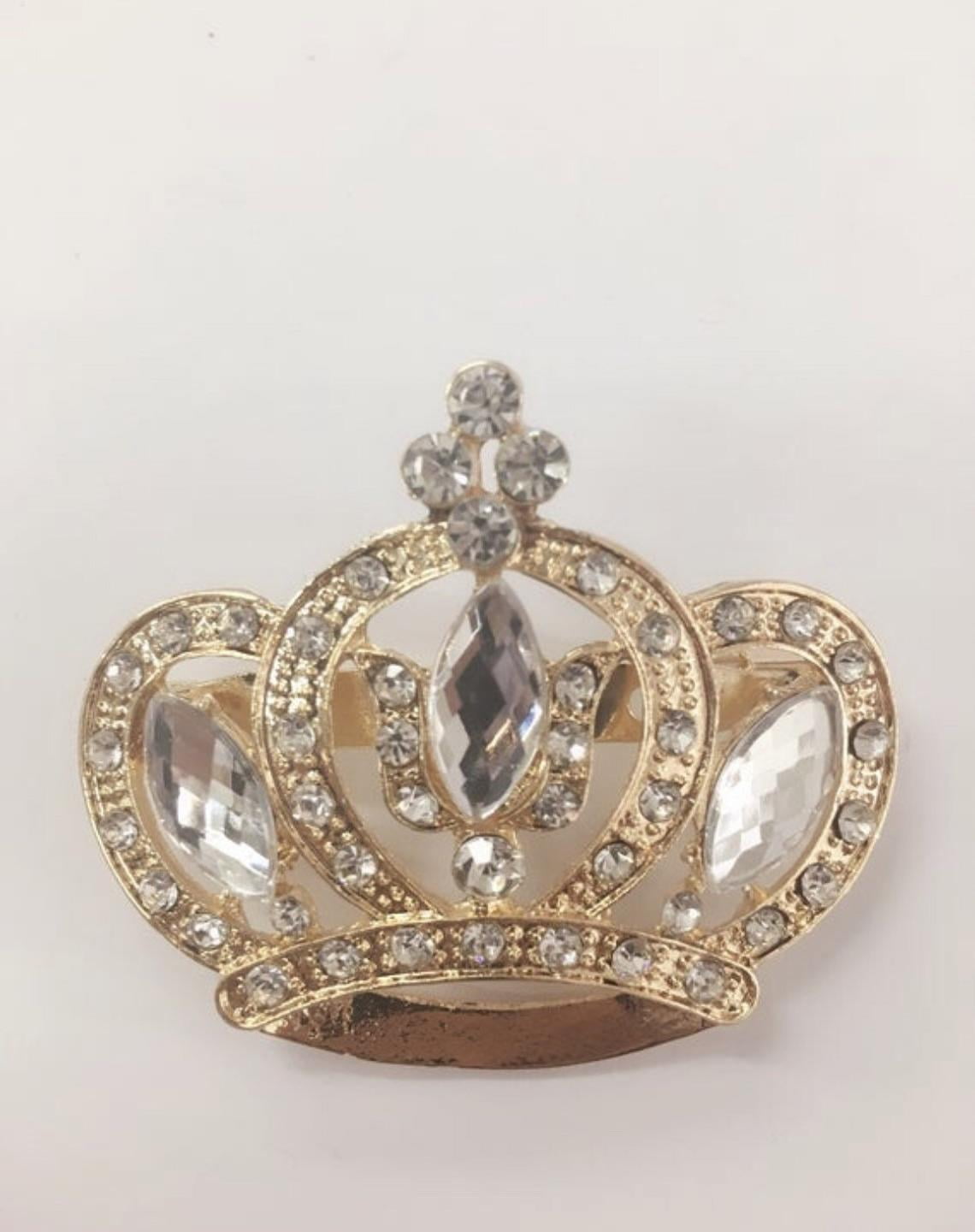 Set of 12 Large gold Rhinestone Crown Brooch 47mm x 55mm Use for Wedding Bouquet, Bridal Sash, Embellishment, Wedding Favor, Dress Appliqu Set of 12 Large gold Rhinestone Crown Brooch 47mm x 55mm Use for Wedding Bouquet, Bridal Sash, Embellishment, Wedding Favor, Dress Appliqu