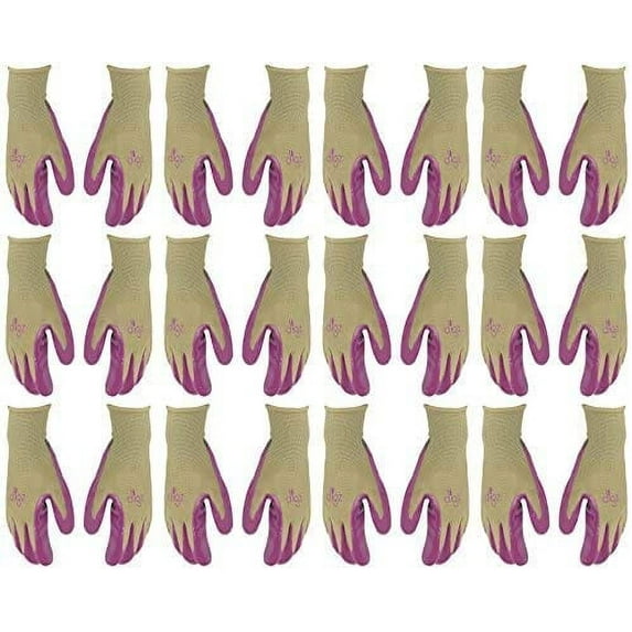 Set of 12 Long Cuff Digz Grip Planter Women's Medium Synthetic Leather Palm All Purpose Work/Garden Gloves - Comfort Fit - (12)