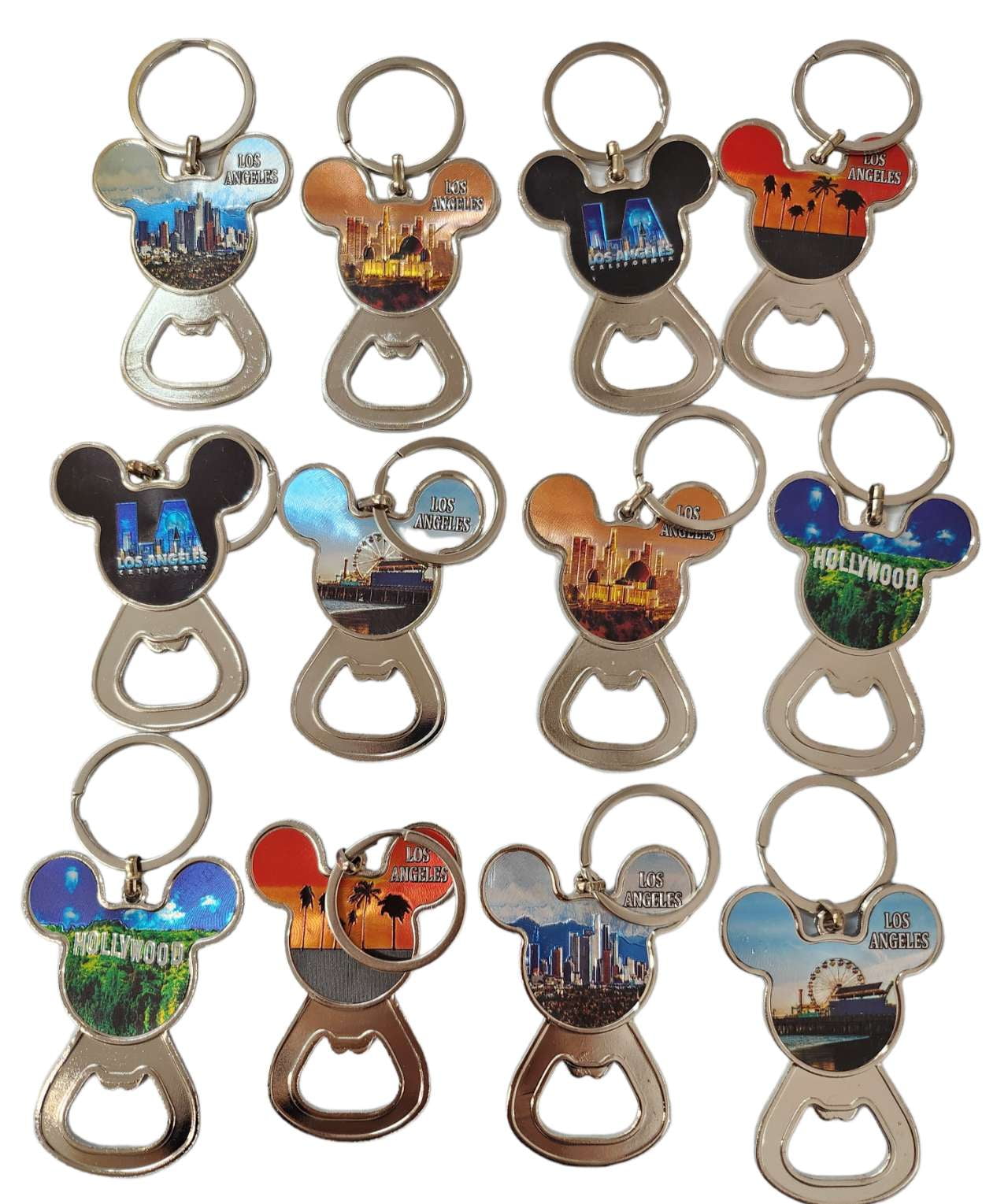 Set of 12 Los Angeles Bottle Souvenir Keychain, I Heart LA Keychain, I