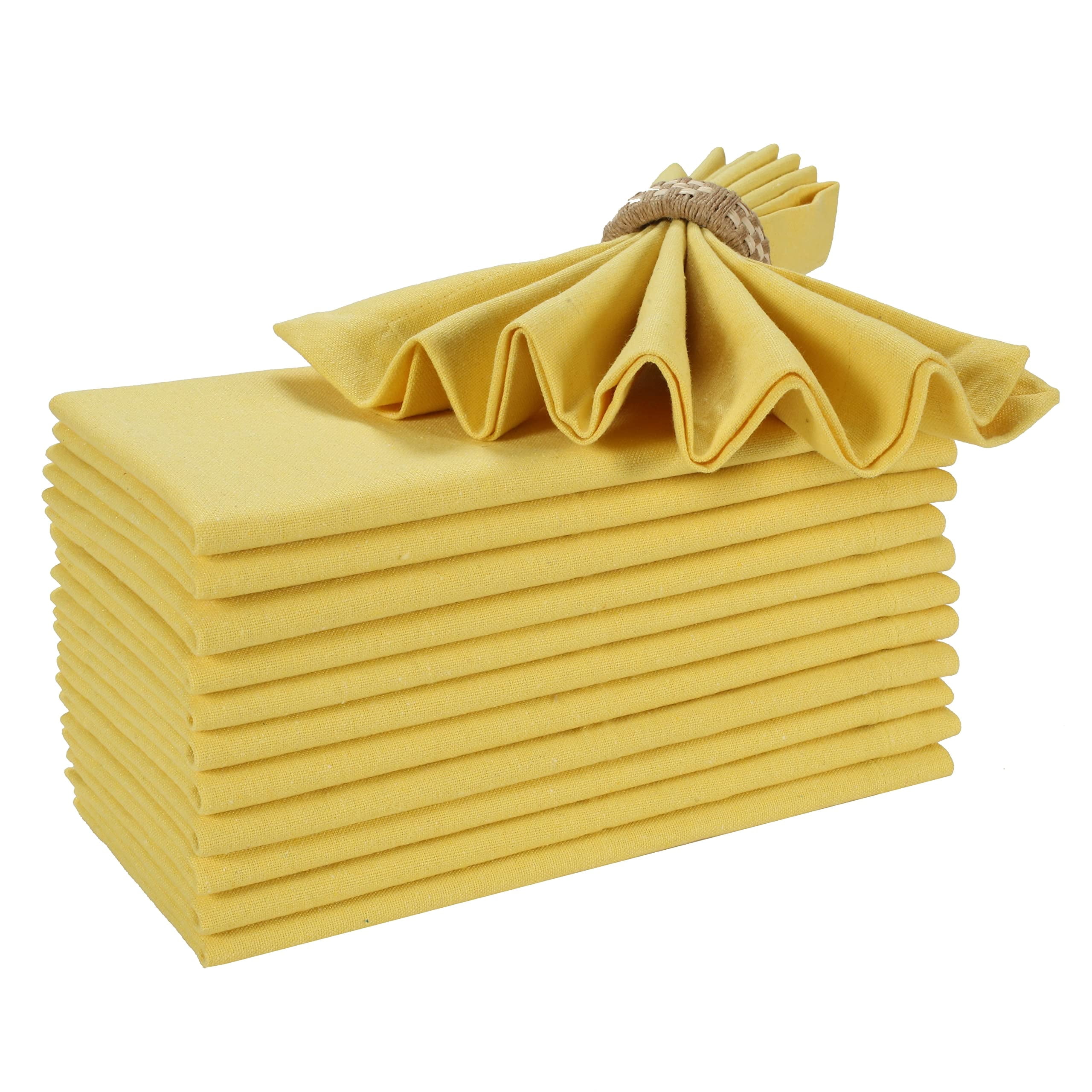 Bedding Craft Linen Flax Cotton Cloth Dinner Napkins Set Of 12 – 20x20 Natural Hestitched - View #4
