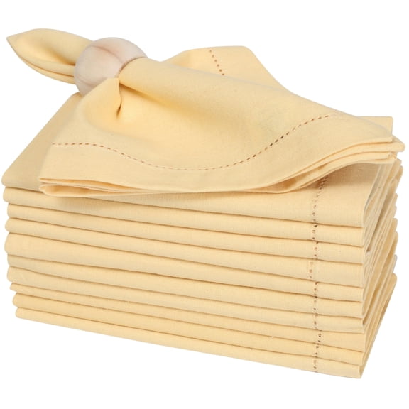 Bedding Craft Cotton Dinner Cloth Napkins Set of 12 – 18x18 Apricot Gelato Hemstitched – Machine Washable Fabric for for Weddings, Parties, Thanksgiving & Events