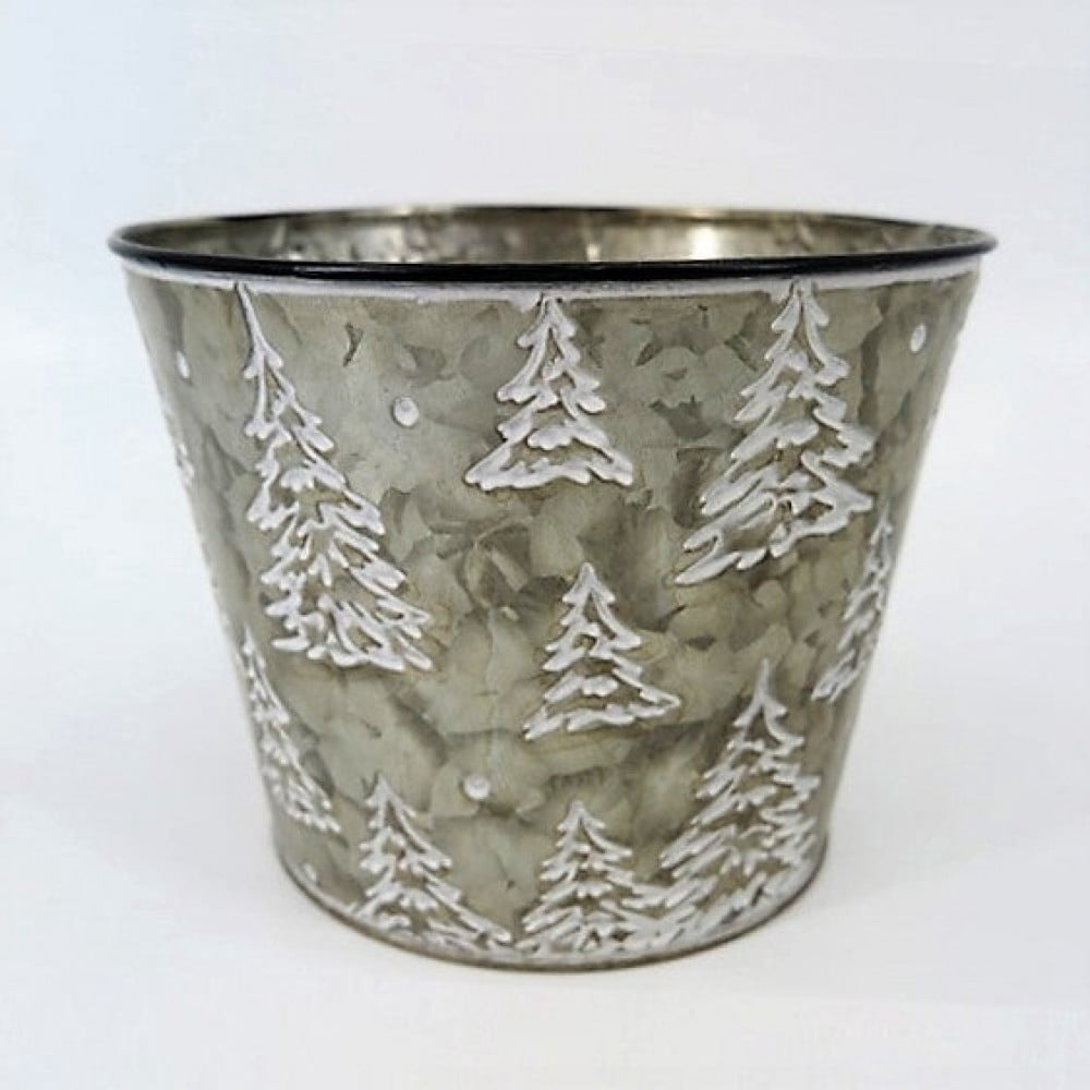 Planter Tree Pattern Set of 12 Metal With White Christmas Tree Pattern Planter - Walmart.com