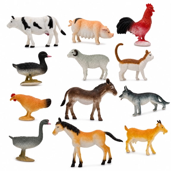 Set of 12 Miniature Resin Farm Animal Figurines 2 Inches