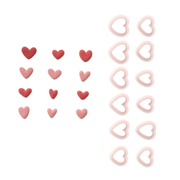 Set of 12 Multipurpose Miniature Heart Shaped Polymers Clay Mould for Creative Jewelry Making and Cookie Decorating