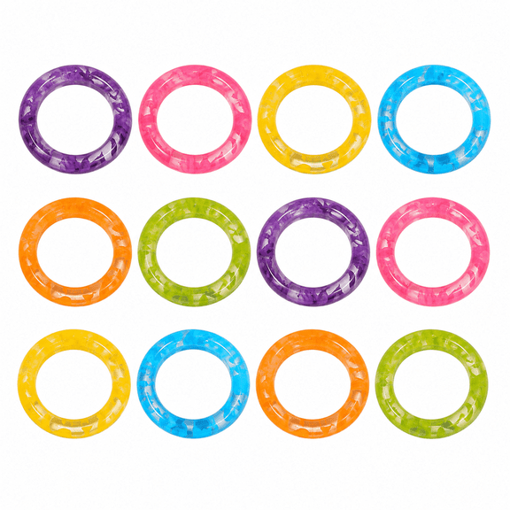 Set of 12 Handcrafted Napkin Rings - Epoxy Resin Round Napkin Holders for Dining Table Décor (Multi Pastel 2)