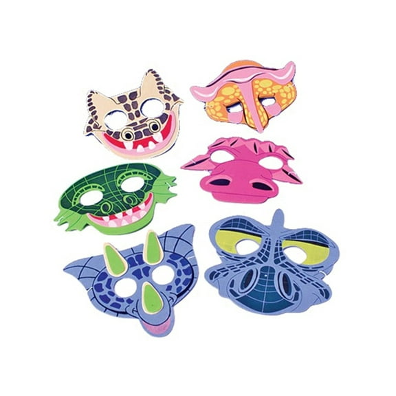 Set of 12 New Halloween Costume Party Foam Dinosaur Face Masks