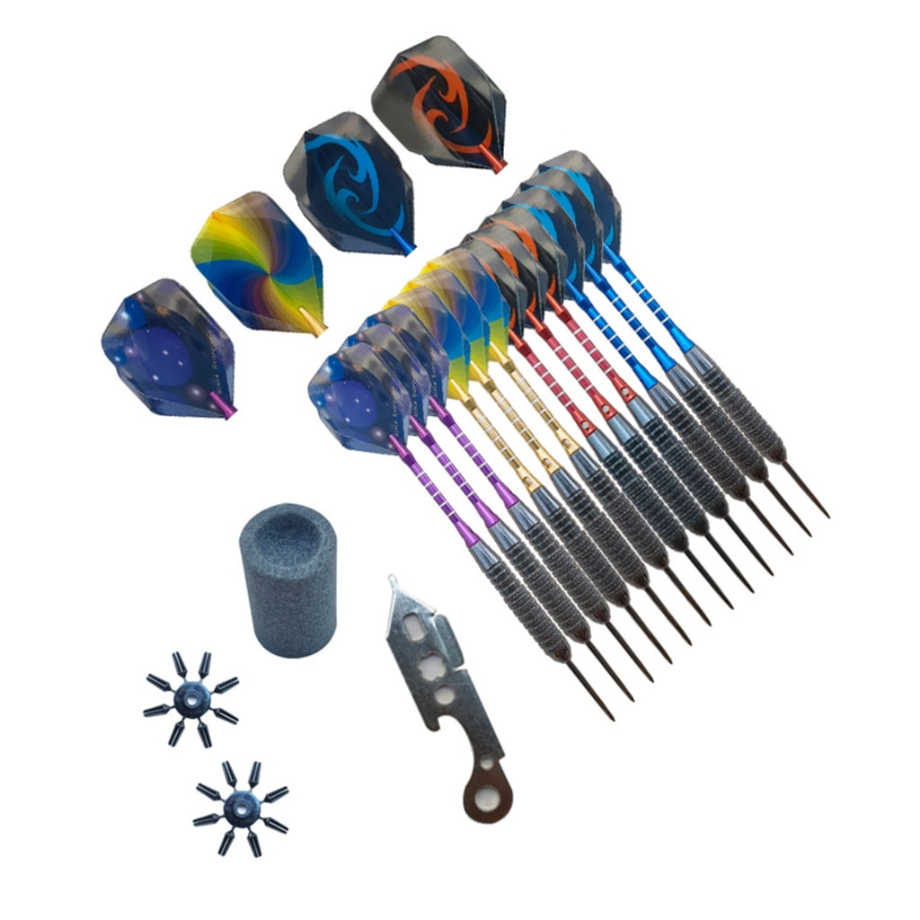 Set of 12 Pieces Steel Tip Darts, Not Easy to Break and Bend Professional 22g Steel Tip Darts with Aluminum Alloy Shaft
