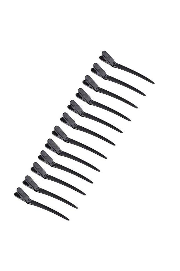 Set of 12 Professional Durable Hair Clips for Hair Styling and Sectioning Barber Salon Alligator Hair Clips - Black