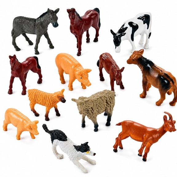 Set of 12 Resin Farm Animal Figurines