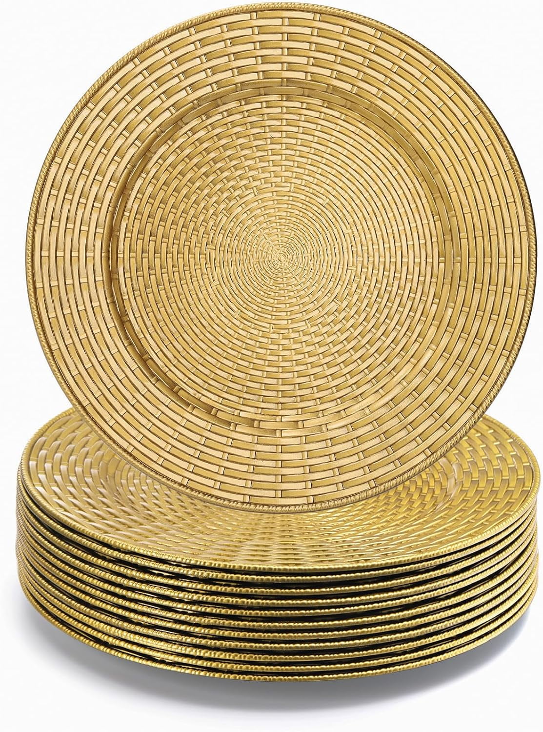 Set of 12 Round Gold Charger Plates, 13 Inch Chargers for Dinner Plates