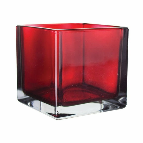 Set of 12 Ruby Red Cube Vase