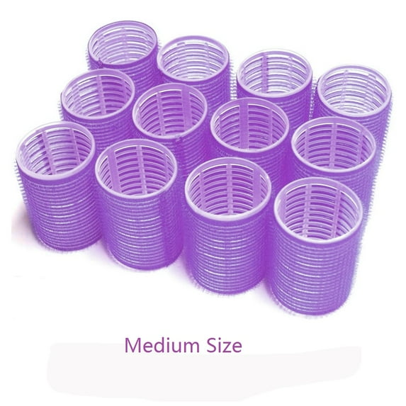Set of 12 Self Grip Holding Hair Rollers Salon Hairdressing Curlers Great for Fine & Short Hair - Medium Size Self Stick Hair Roller, Random Color