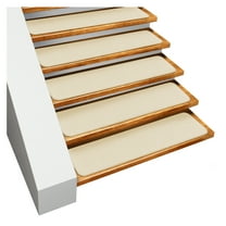 Set of 12 Skid-Resistant Carpet Stair Treads - Ivory Cream - 8 Inches X 23.5 Inches
