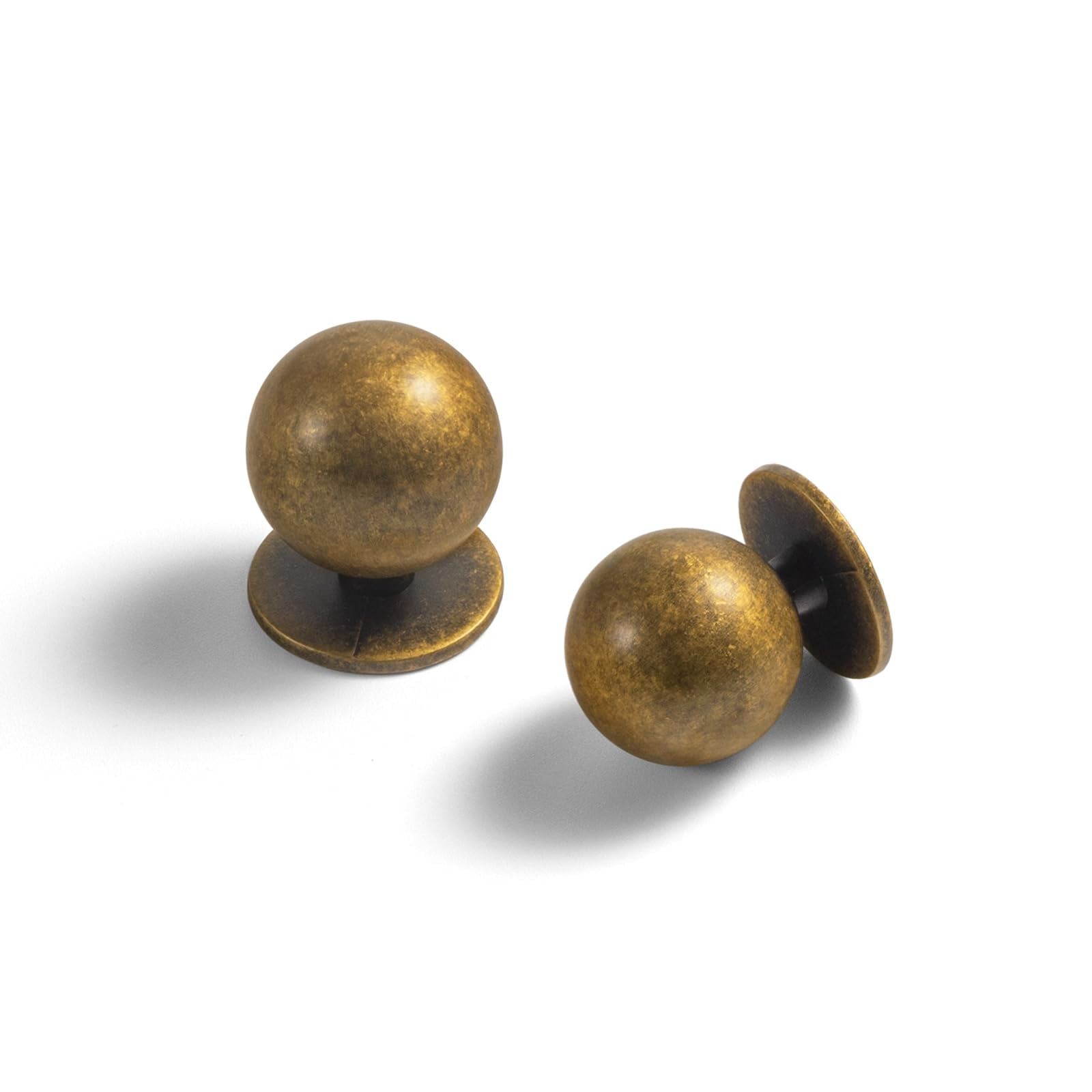 Set of 12 -Sleek Round Antique Brass Cabinet Knobs - Retro and Minimalist Hardware for Stylish Home Enhancement - 1 Inch Diameter