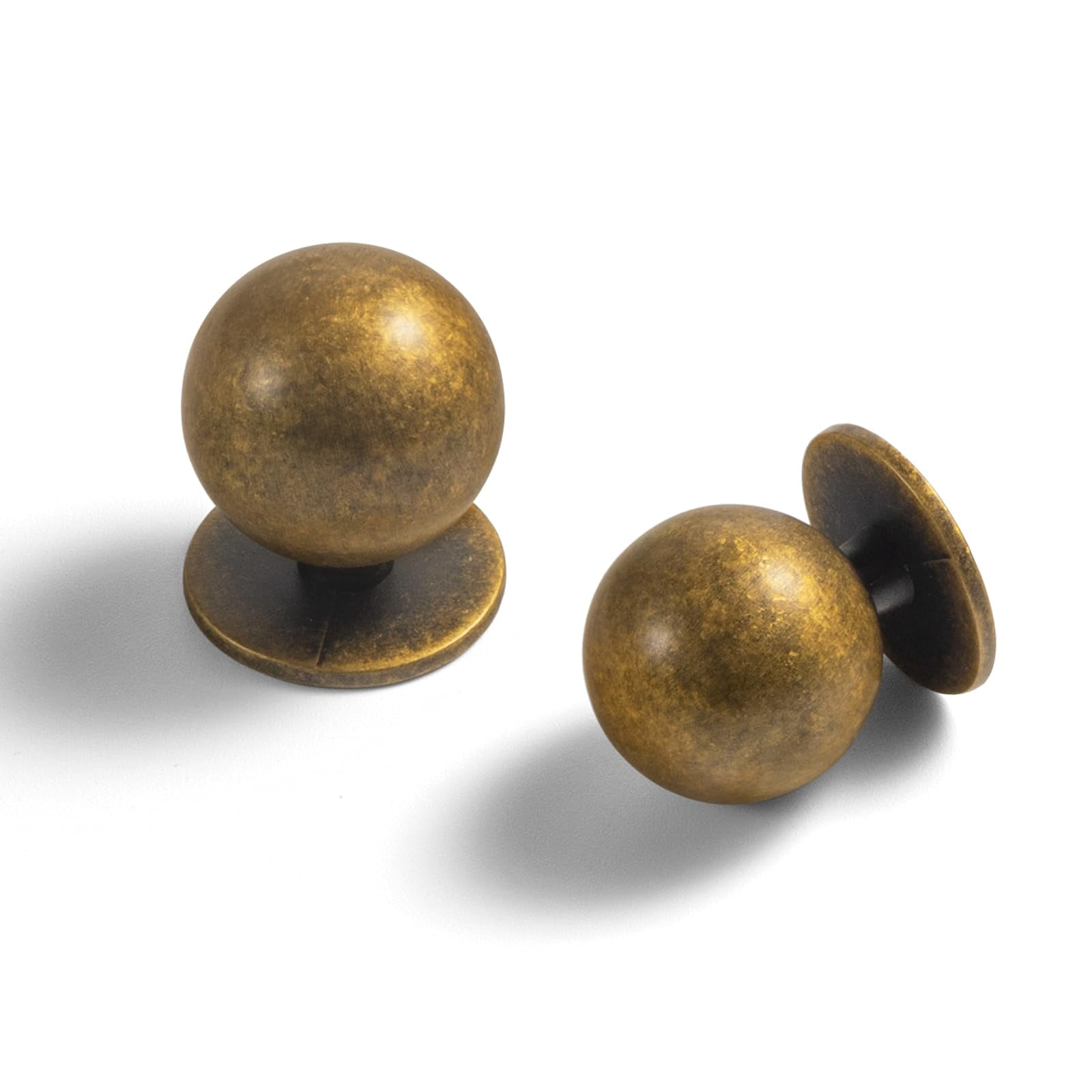 Set of 12 -Sleek Round Antique Brass Cabinet Knobs - Retro and Minimalist Hardware for Stylish Home Enhancement - 1 Inch Diameter