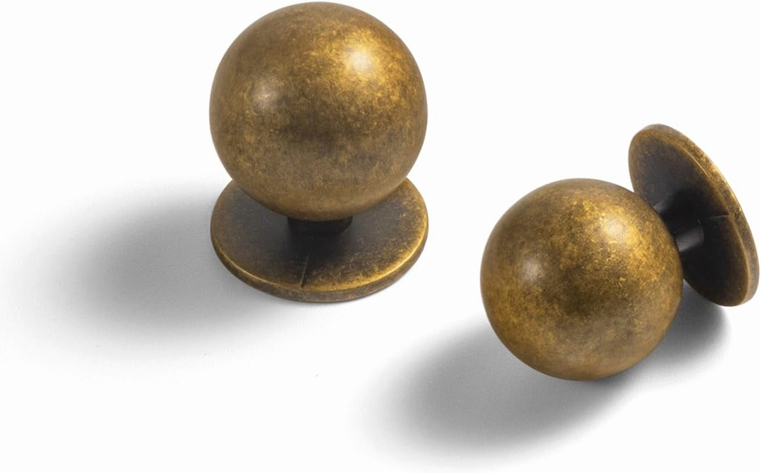 Set of 12 -Sleek Round Antique Brass Cabinet Knobs - Retro and Minimalist Hardware for Stylish Home Enhancement 1 Inch Diameter