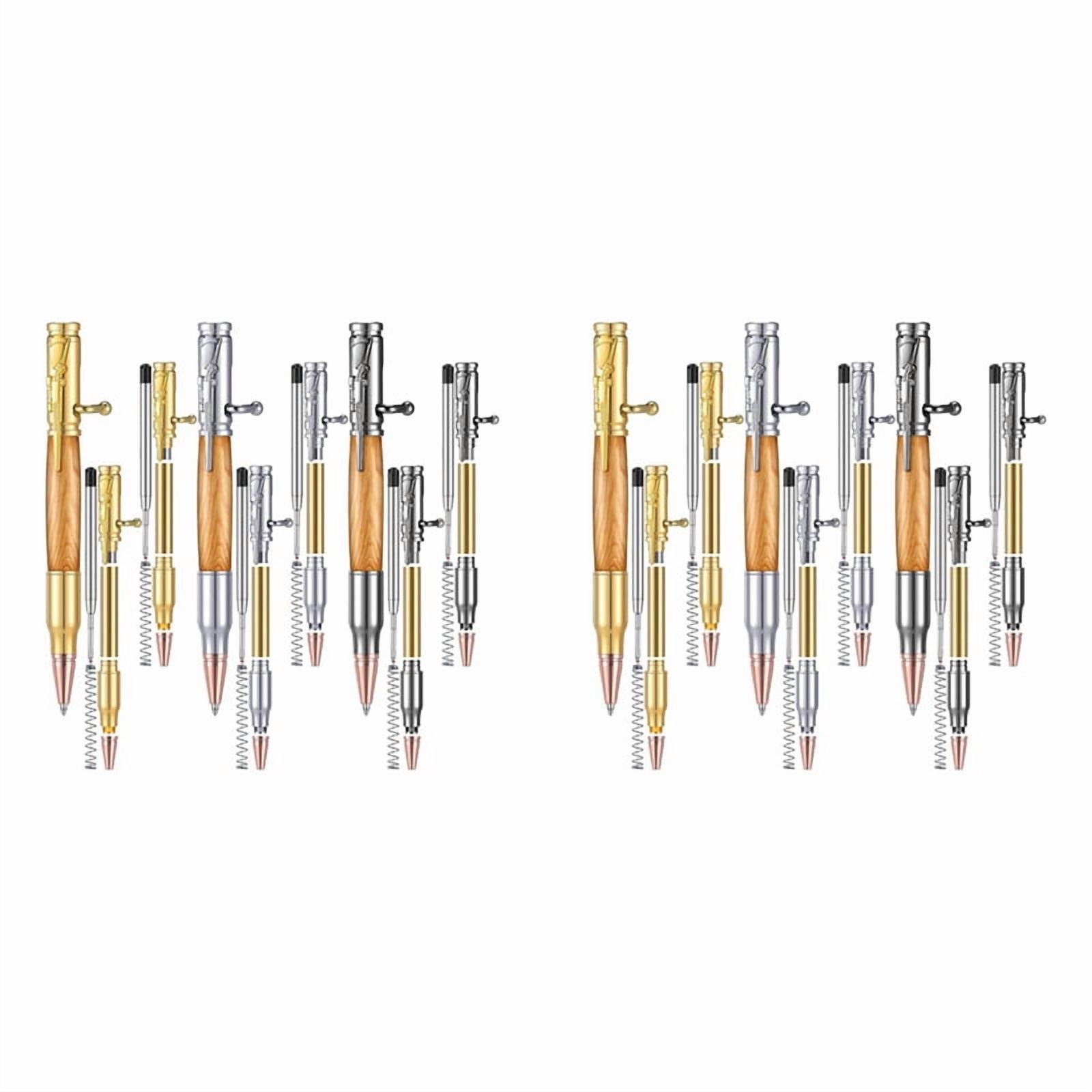 Set of 12 Slim Pens,Multi-Color Wooden Swivel Pen Set with Refill Shaft Bolt-on Ballpoint Pen for DIY Wooden Swivel