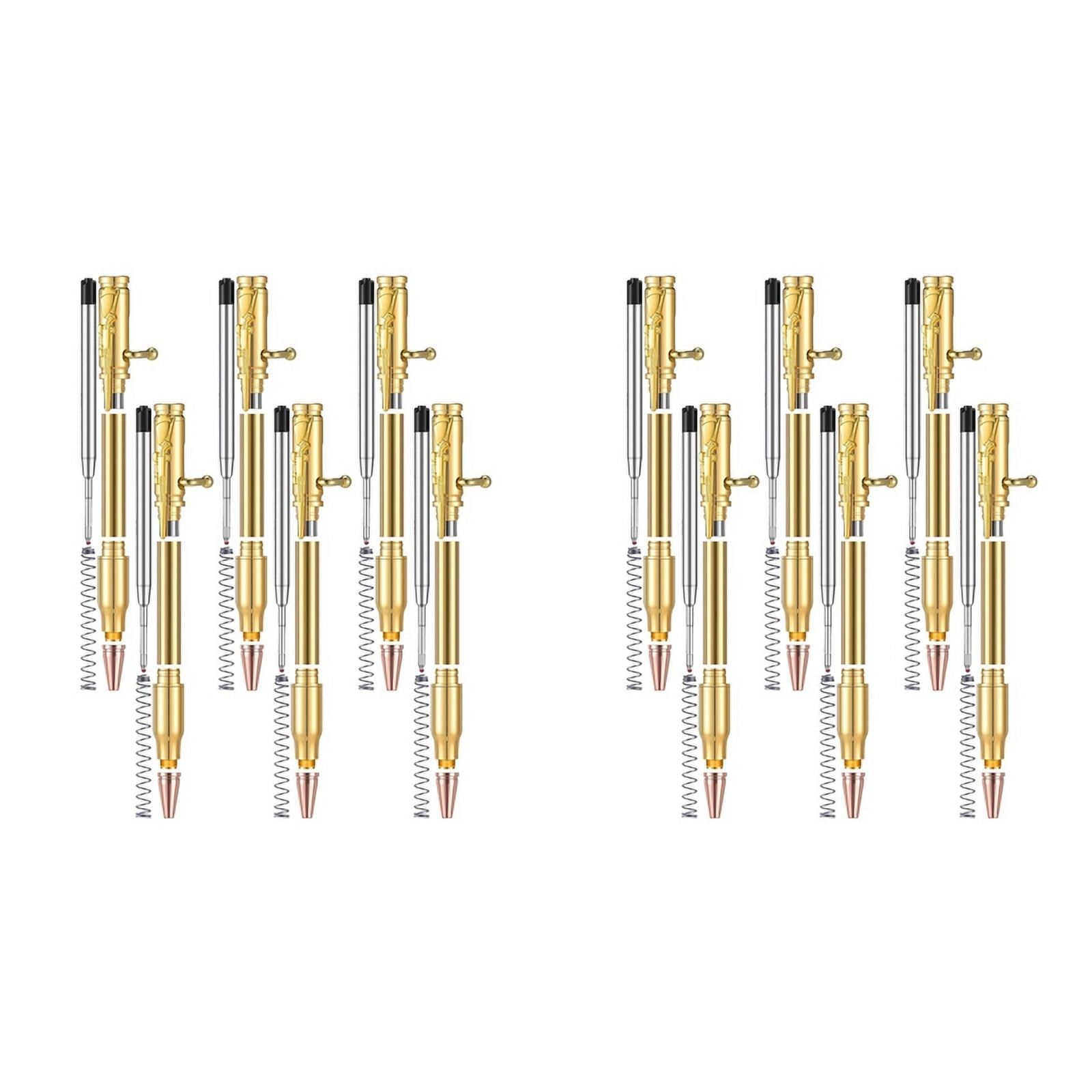 Set of 12 Slim Pens, Multi-Color Wooden Swivel Pen Set with Refill Shaft Bolt-on Ballpoint Pen for DIY Wooden Swivel