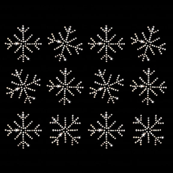 Set of 12 Snowflakes Clear Sparkly Bling for Cheer Dance Frozen Snow Iron-On Rhinestone Crystals Heat Transfer by JCS Rhinestones