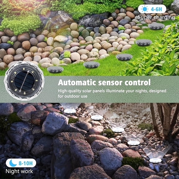 Set of 12 Solar Brick Lights Waterproof LED Ground Lights, Outdoor Landscape Lighting for Garden Patio Path Stair Yard