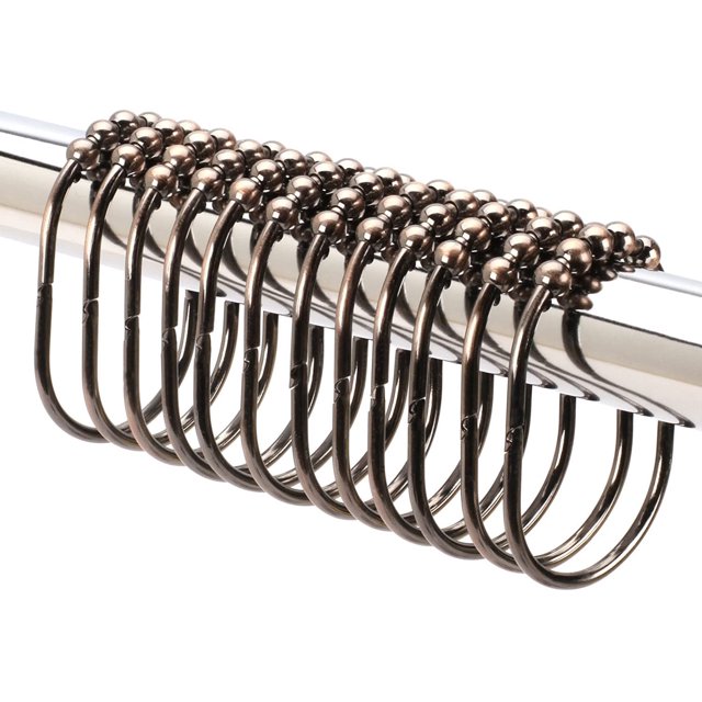 Set of 12 Stainless Steel Wide Shower Curtain Rings Hooks