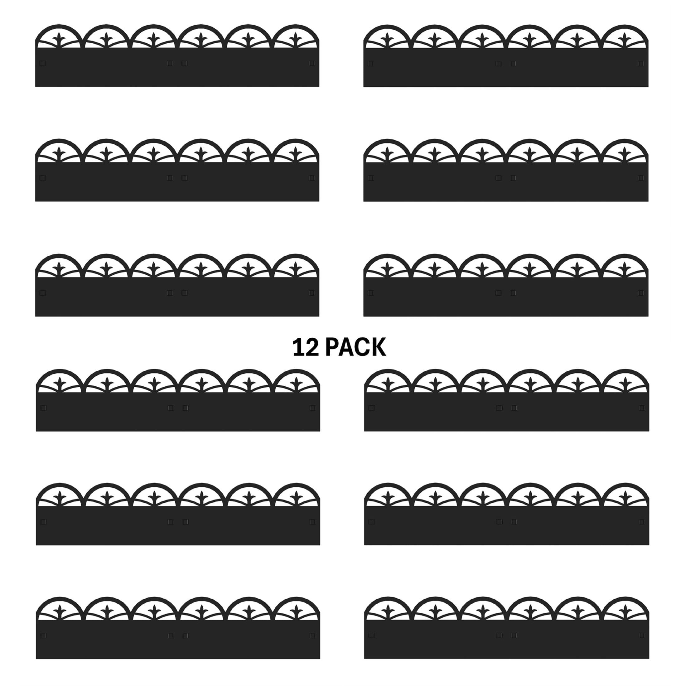 Set of 12 Steel Garden Border Edging Panels, Black Fence Panels, 3 Ft W x 8 In H, 83644-12