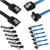 Set of 12, Straight and 90 Degree Right-Angle SATA III Cable 6.0 Gbps with Locking Latch, DaKuan SATA III Cable (6X Black, 6X Blue)