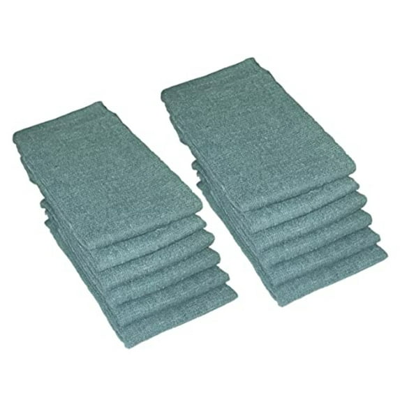 Set of 12, Turquoise Cotton Dishcloths, Ultra Absorbent, Heavy Duty Machine Wash